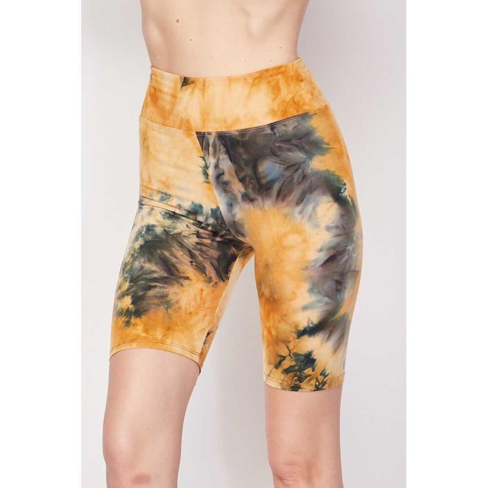 World of Leggings Buttery Smooth Tie Dye High Waisted Biker Shorts - 3 Inch